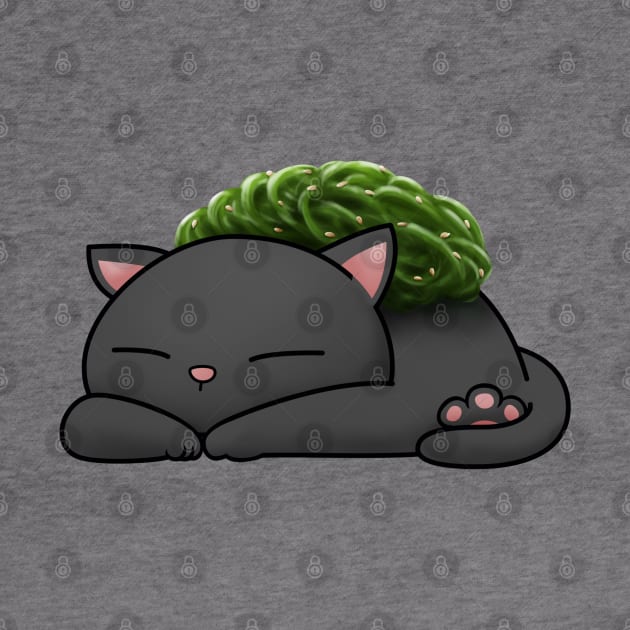 Chubby Cat Chuka Wakame Sushi by Takeda_Art